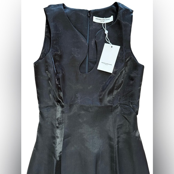 Amanda Uprichard NWT Black Puzzle Lame Shiny Sheath Mini Dress - Picture 5 of 9